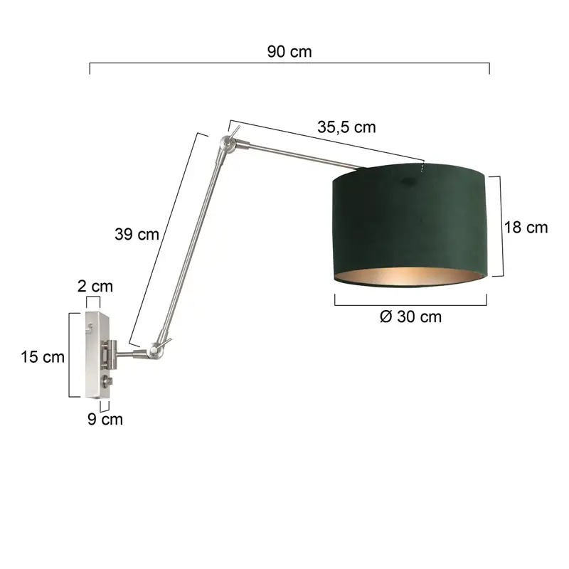 Foto 5 Wandlamp Prestige Chic 7396ST+K7396VS Staal-Fluweel Groen Prestige Chic 8109ST