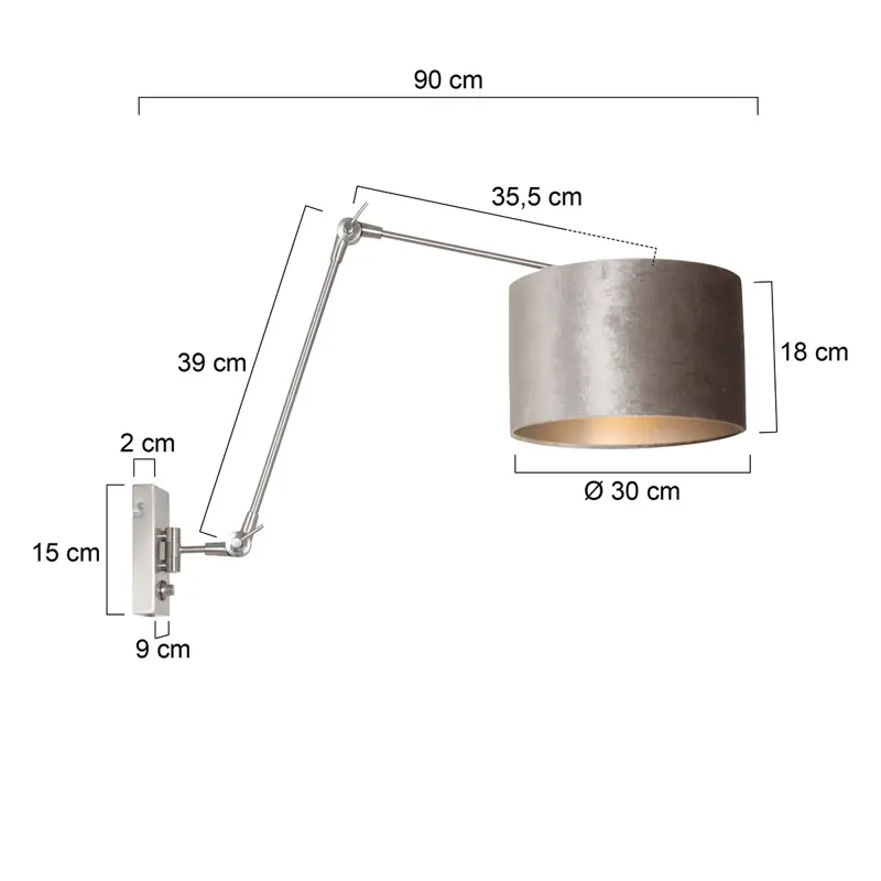 Foto 5 Wandlamp Prestige Chic 7396ST-K7396GS Staal-Fluweel Zilver Prestige Chic 8110ST