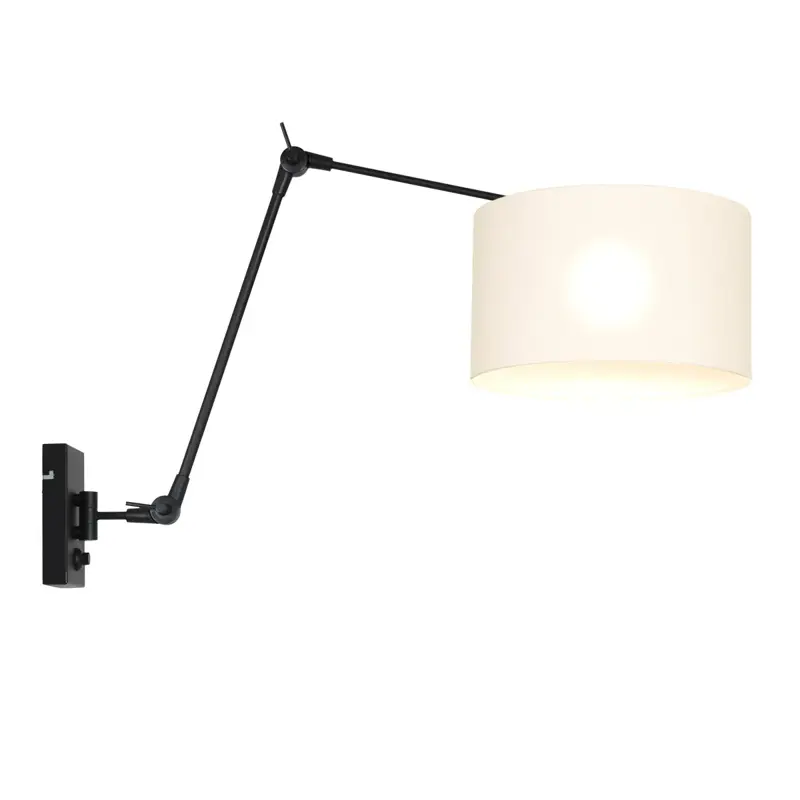 Foto 1 Wandlamp Prestige Chic 7396ZW+K7396QS Zwart-Wit Linnen Prestige Chic 8120ZW