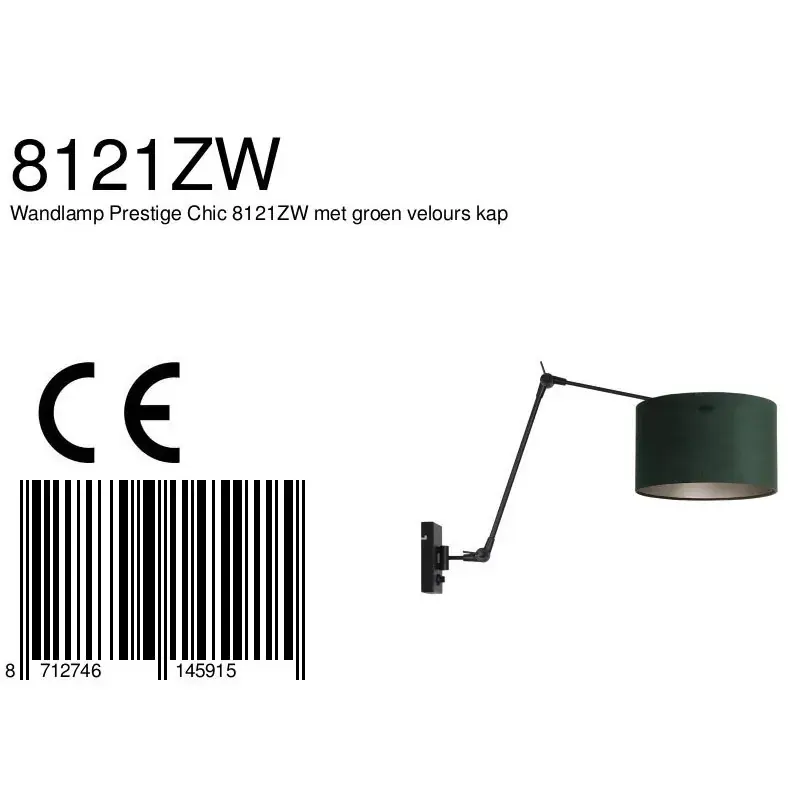 Foto 6 Wandlamp Prestige Chic 7396ZW+K7396VS Zwart-Fluweel Groen Prestige Chic 8121ZW
