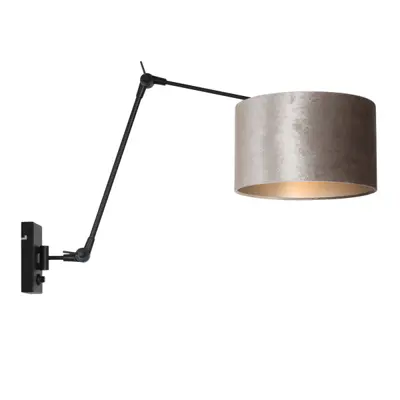Foto van Wandlamp Prestige Chic 7396ZW+K7396GS Zwart-Fluweel Zilver Prestige Chic 8122ZW