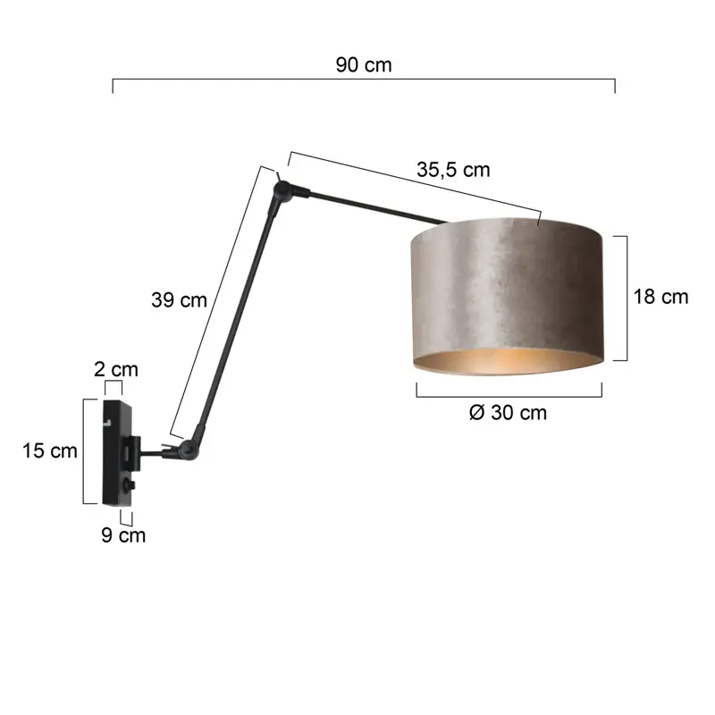 Foto 5 Wandlamp Prestige Chic 7396ZW+K7396GS Zwart-Fluweel Zilver Prestige Chic 8122ZW