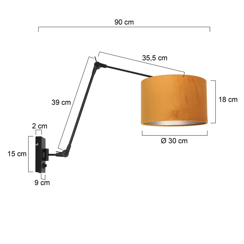 Foto 5 Wandlamp Prestige Chic 7396ZW+K7396KS Zwart-Fluweel Goud Prestige Chic 8123ZW