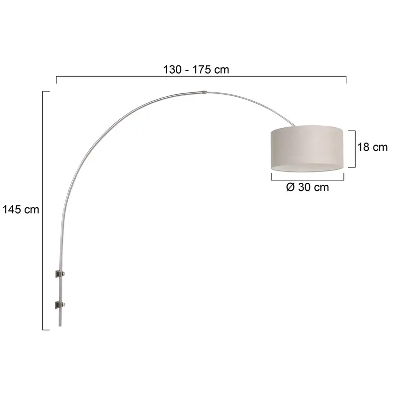 Foto 5 Wandlamp Sparkled Light 1481ST+K1068RS Staal-Grijs Linnen Sparkled Light 8143ST