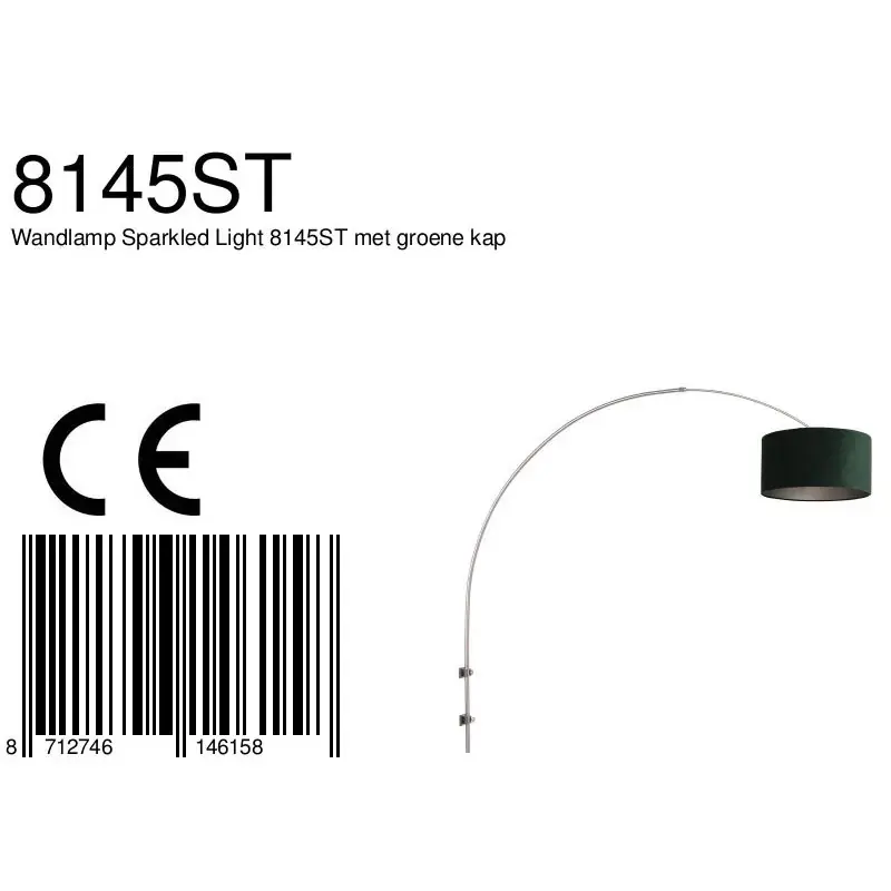 Foto 6 Wandlamp Sparkled Light 1481ST+K1068VS Staal-Fluweel Groen Sparkled Light 8145ST