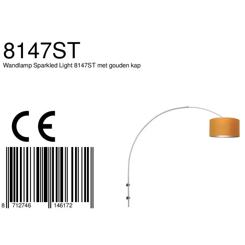 Foto 6 Wandlamp Sparkled Light 1481ST+K1068KS Staal-Fluweel Goud Sparkled Light 8147ST