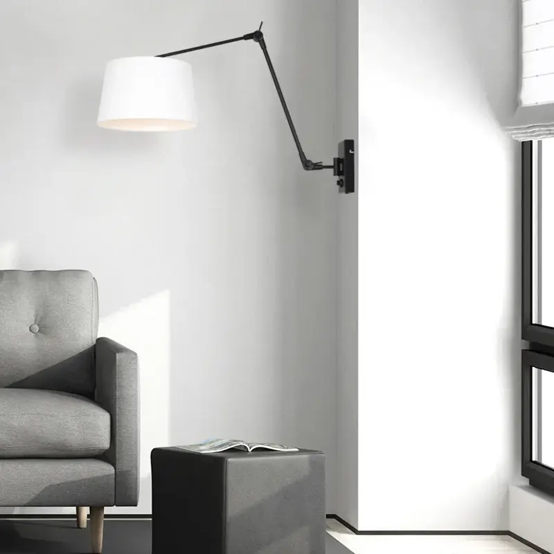 Foto 2 Wandlamp Prestige Chic 7396ZW+K1007QS Zwart-Wit Linnen Prestige Chic 8187ZW