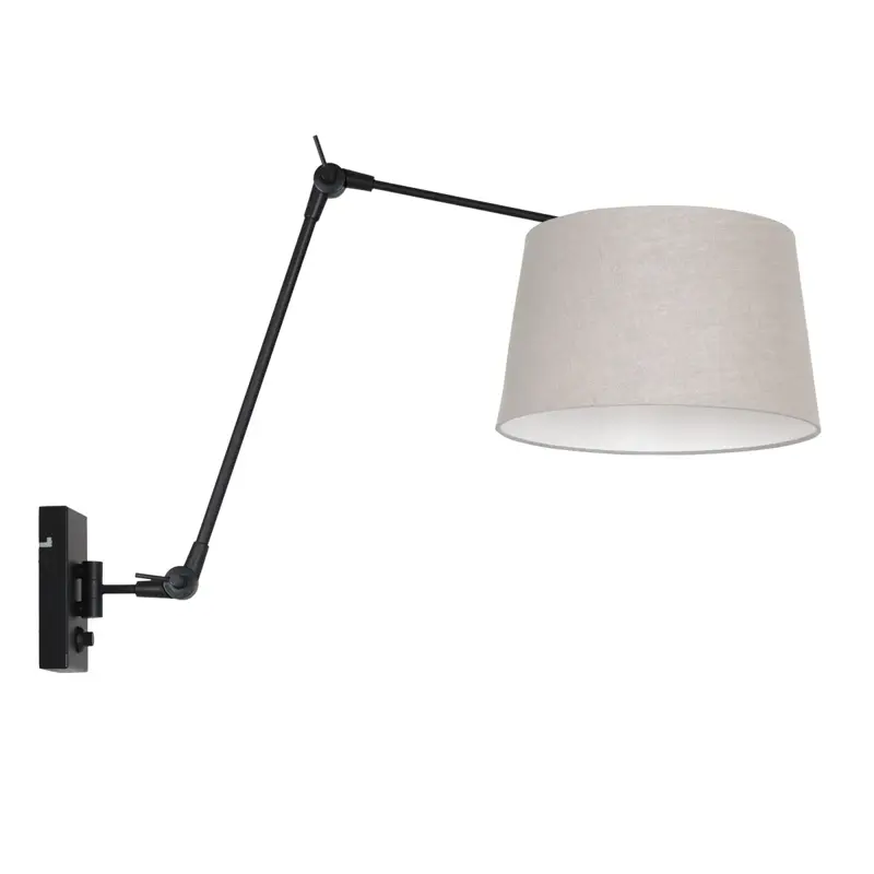 Foto 1 Wandlamp Prestige Chic 7396ZW+K1007RS Zwart-Grijs Linnen Prestige Chic 8188ZW