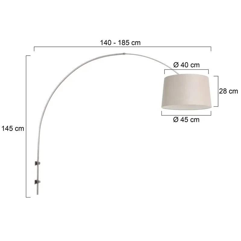Foto 5 Wandlamp Sparkled Light 1481ST+K1001RS Staal-Grijs Linnen Sparkled Light 8199ST