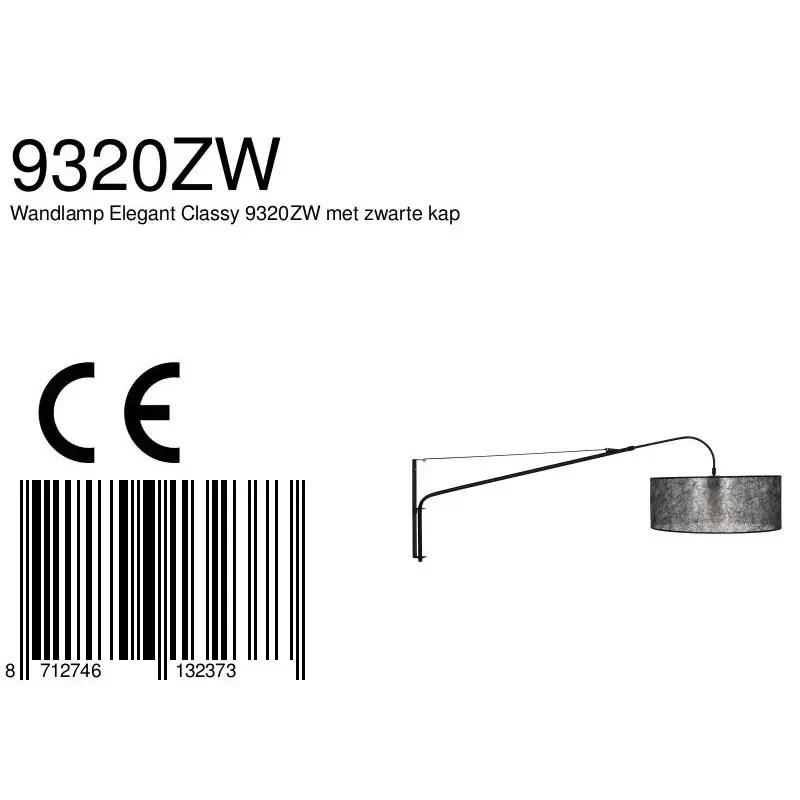 Foto 6 Wandlamp Elegant Classy 2574ZW+K1066NS Zwart-Sizoflor Zwart Elegant Classy 9320ZW