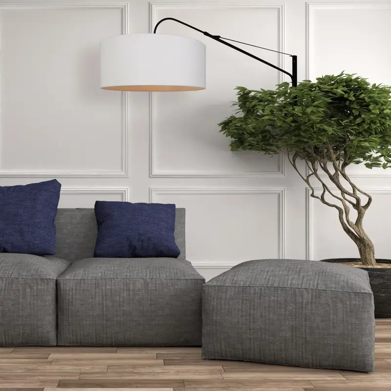 Foto 2 Wandlamp Elegant Classy 2574ZW+K1066QS Zwart-Wit Linnen Elegant Classy 9323ZW