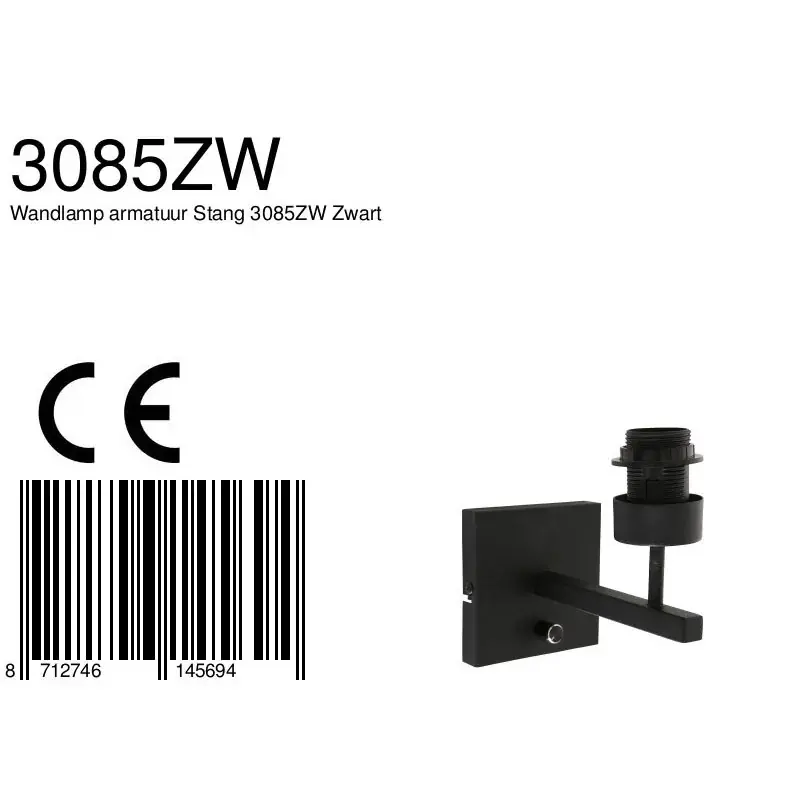 Foto 6 Wandlamp Stang 3085ZW Zwart Stang 3085ZW