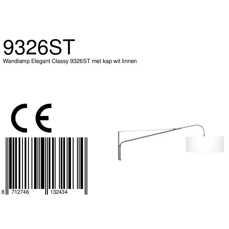 Foto 6 Wandlamp Elegant Classy 2574ST+K10662S Staal-Wit Chintz Elegant Classy 9326ST