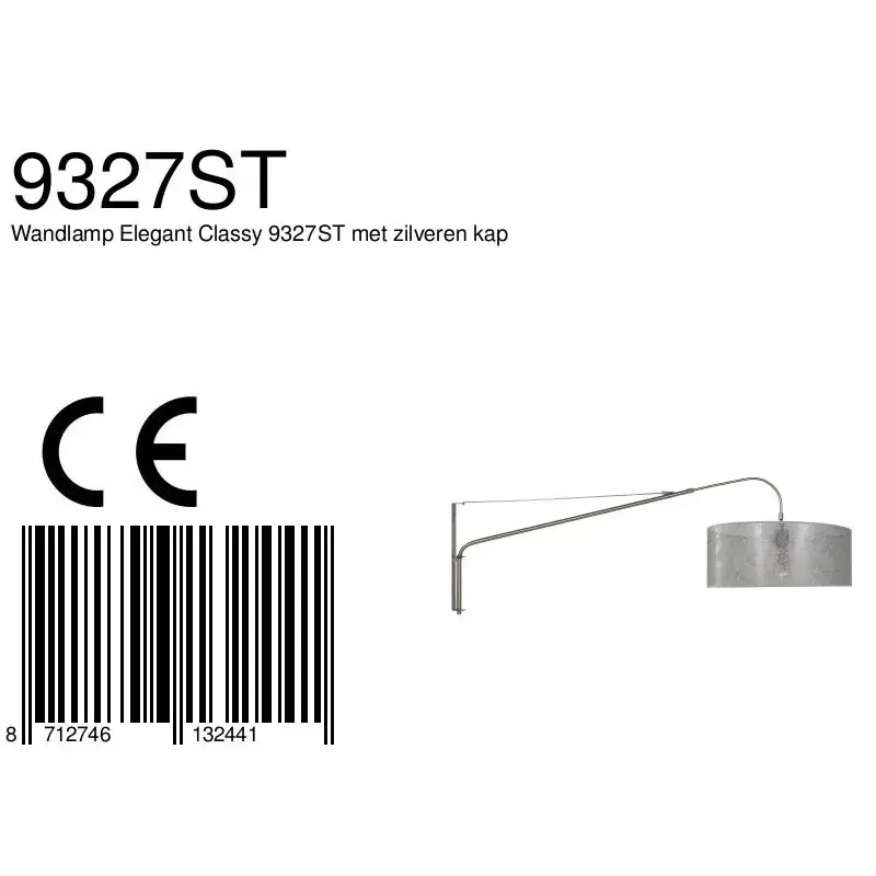 Foto 4 Wandlamp Elegant Classy 2574ST+K1066PS Staal-Sizoflor Zilver Elegant Classy 9327ST