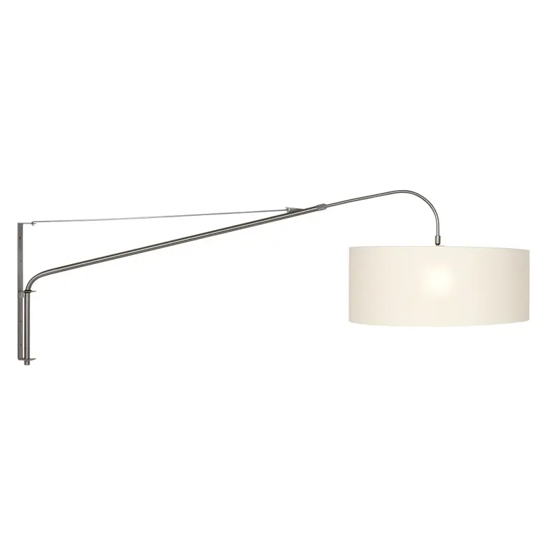 Foto 1 Wandlamp Elegant Classy 2574ST+K1066QS Staal-Wit Linnen Elegant Classy 9328ST