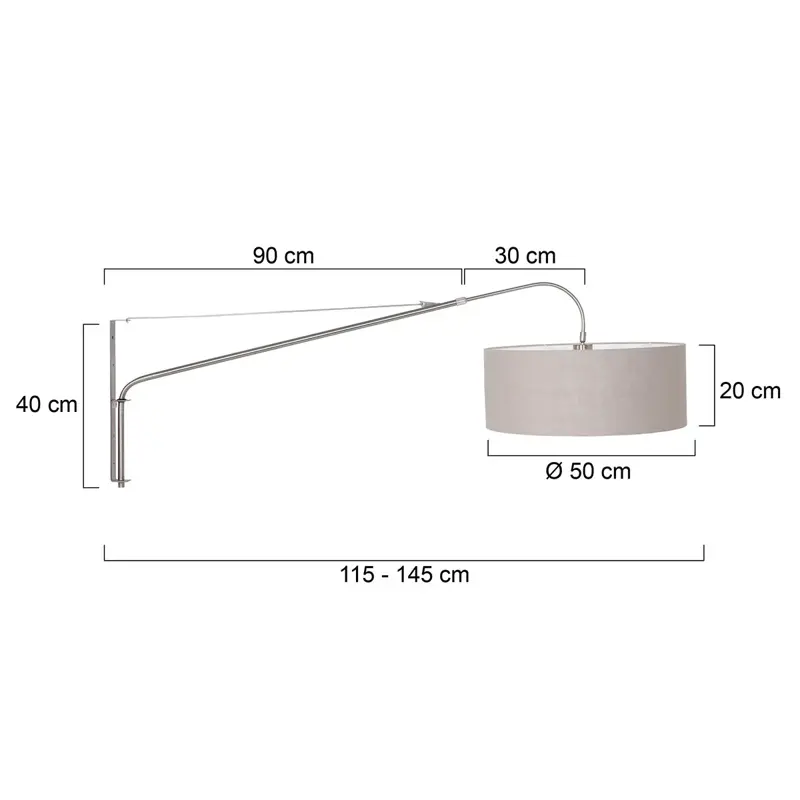 Foto 5 Wandlamp Elegant Classy 2574ST+K1066RS Staal-Grijs Linnen Elegant Classy 9329ST