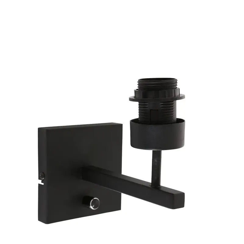 Foto 2 Wandlamp Stang 8175ZW Zwart + Kap Velours Zilver Stang 8175ZW