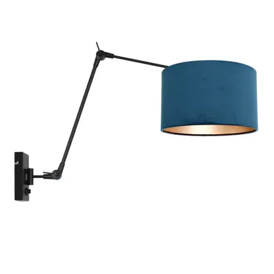 Foto van Wandlamp Prestige Chic 7396ZW+K7396ZS Zwart-Fluweel Blauw Prestige Chic 8240ZW