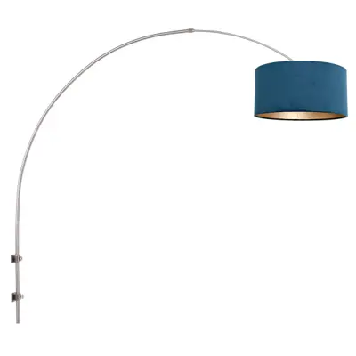 Foto van Wandlamp Sparkled Light 1481ST+K1068ZS Staal-Fluweel Blauw Gramineus 8246ST