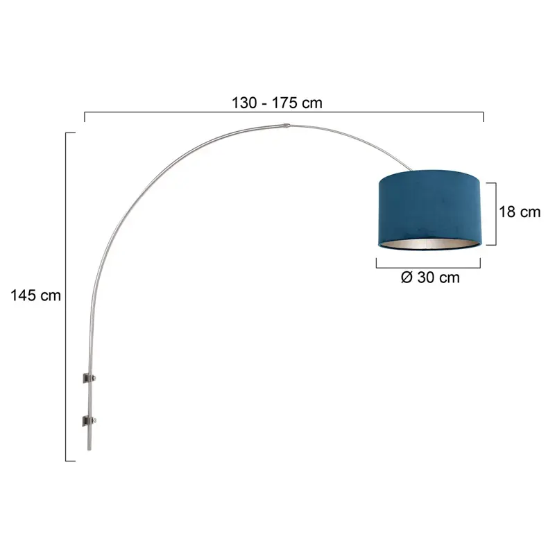 Foto 5 Wandlamp Sparkled Light 1481ST+K1068ZS Staal-Fluweel Blauw Gramineus 8246ST