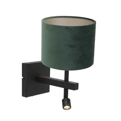 Foto van Wandlamp Stang 8205ZW Zwart + Kap Velours Groen Stang 8205ZW