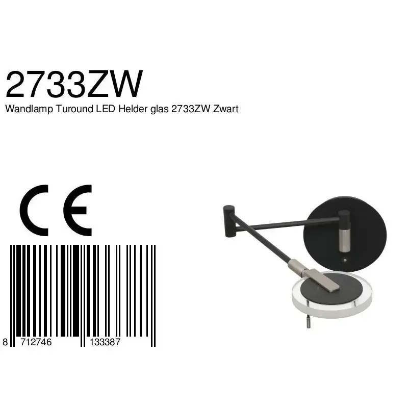 Foto 7 Wandlamp Turound 2733ZW Zwart Turound 2733ZW