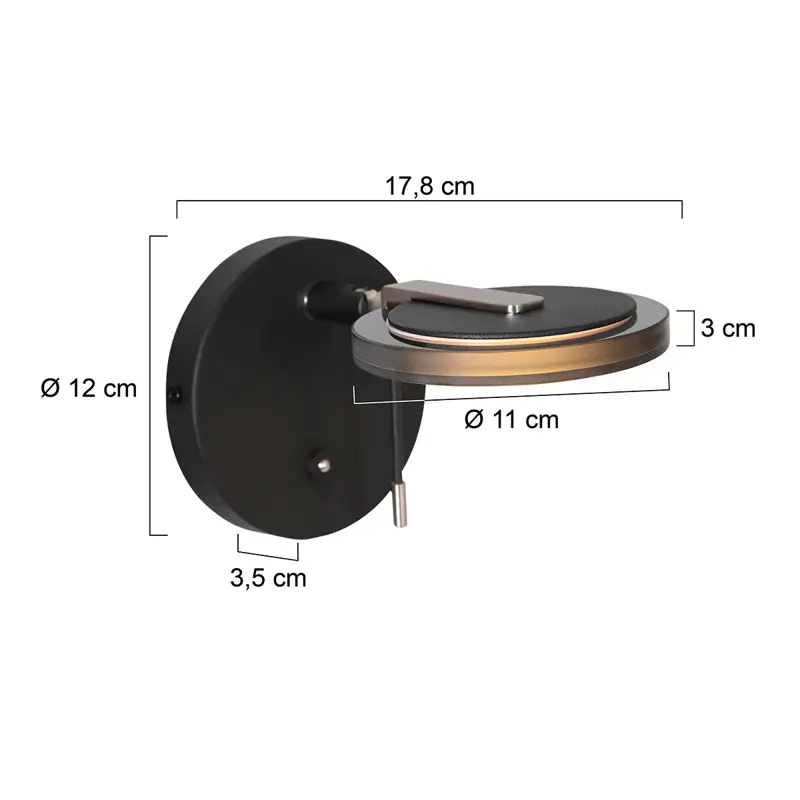 Foto 7 Wandlamp Turound 3095ZW Zwart Turound 3095ZW