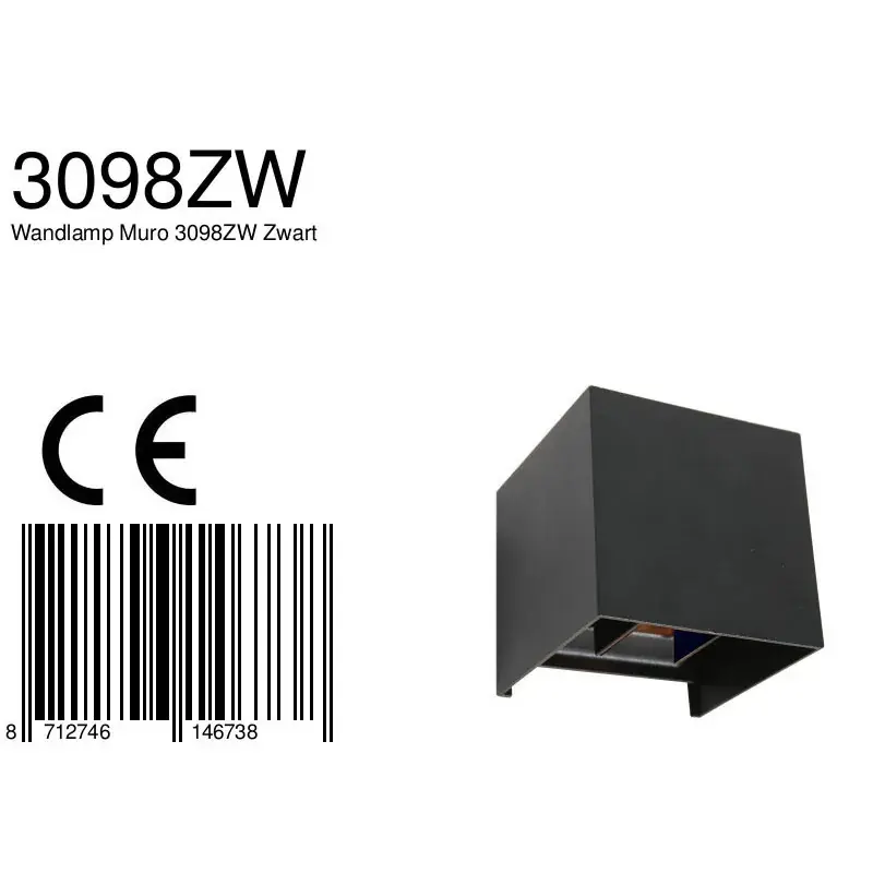 Foto 8 Wandlamp Muro 3098ZW Zwart Muro 3098ZW