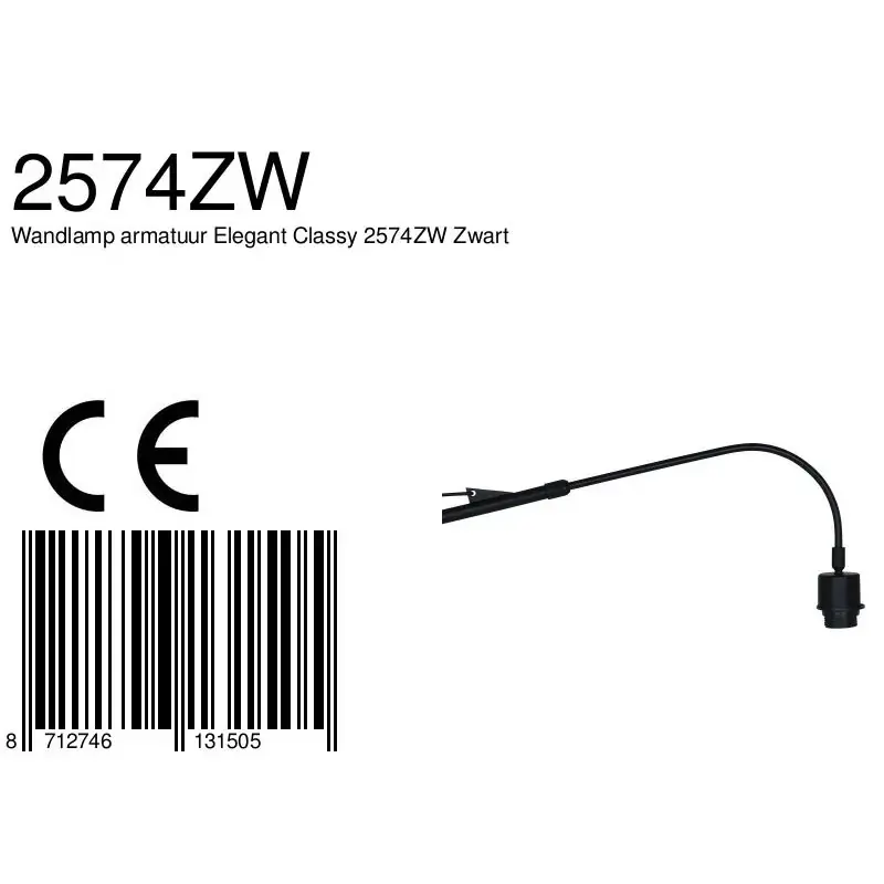 Foto 6 Wandlamp Elegant Classy 2574ZW Zwart Elegant Classy 2574ZW
