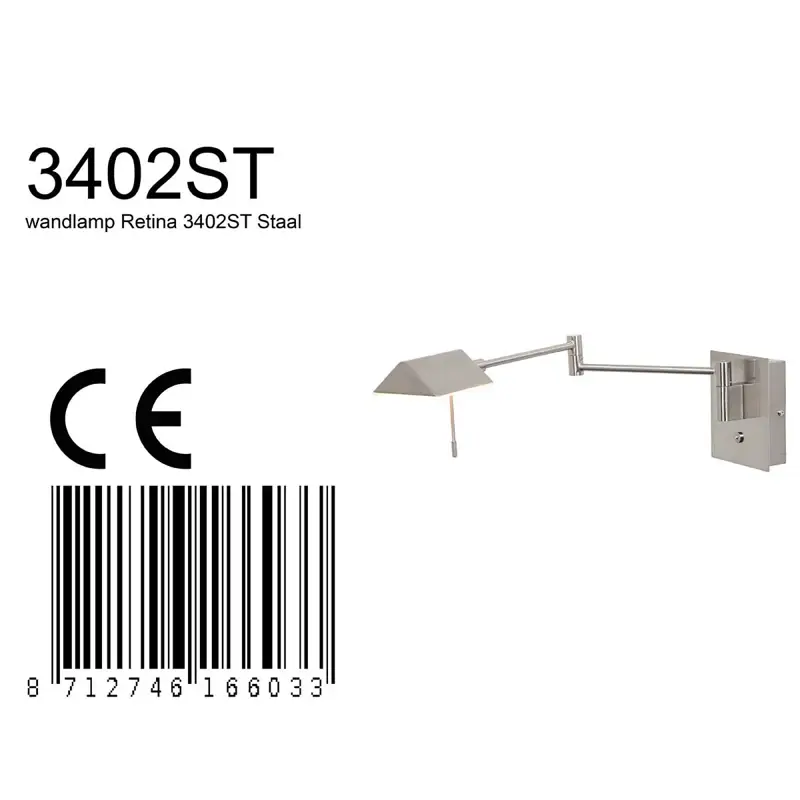 Foto 6 Wandlamp Retina 3402ST Staal Retina 3402ST