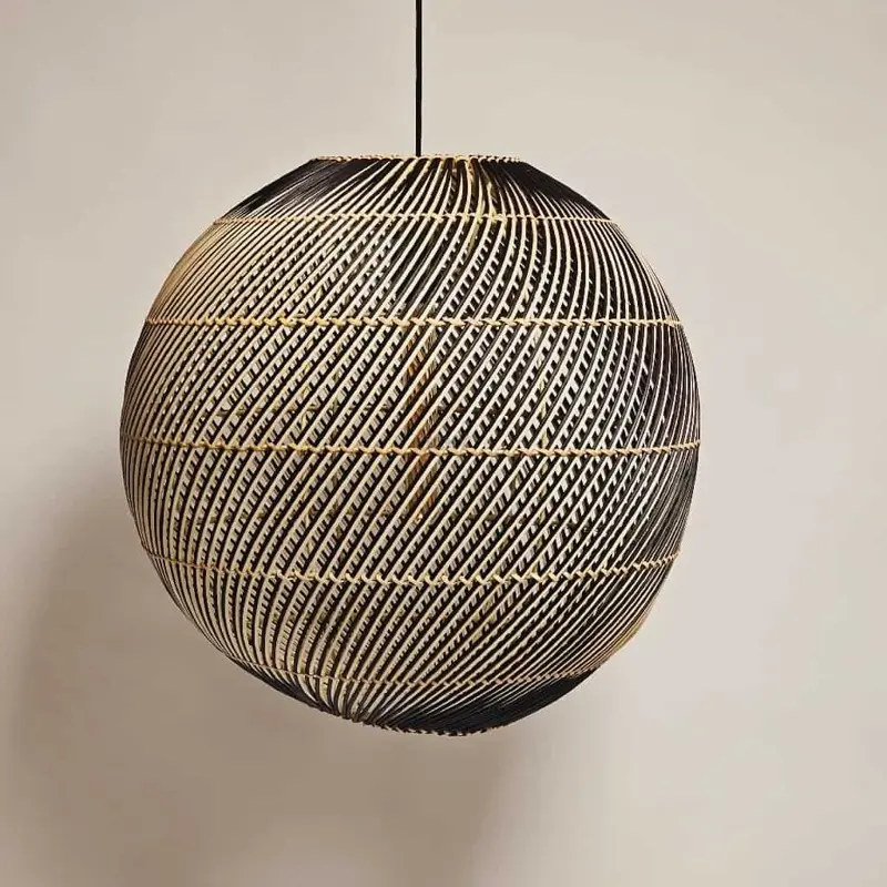 Foto 5 rieten hanglamp Stripes Globe 50 cm 510641