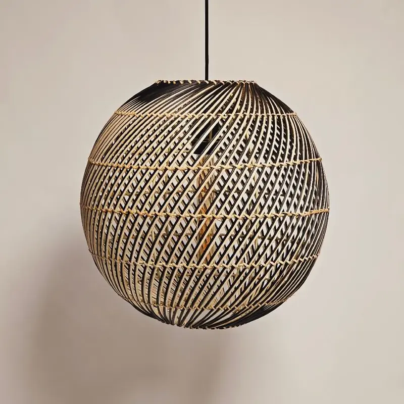 Foto 3 rieten hanglamp Stripes Globe 40 cm 510639
