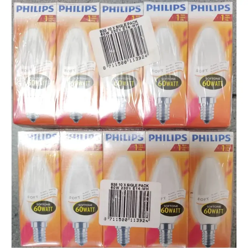 Foto 1 kaars 60w e14 opaal soft white philips per 10 stuk