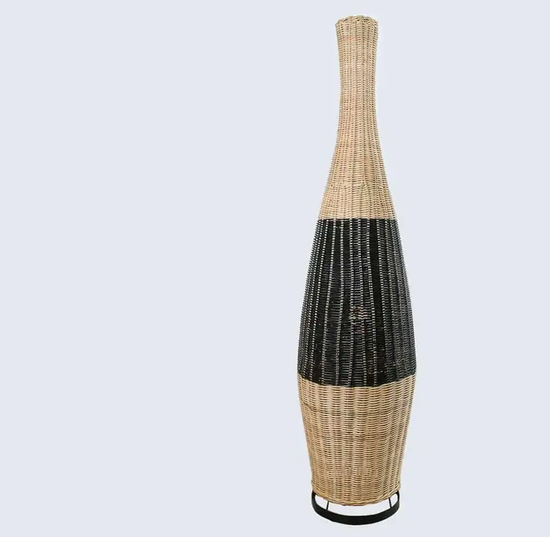 Foto 1 Vloerlamp Fles Rotan Naturel zwart 511007
