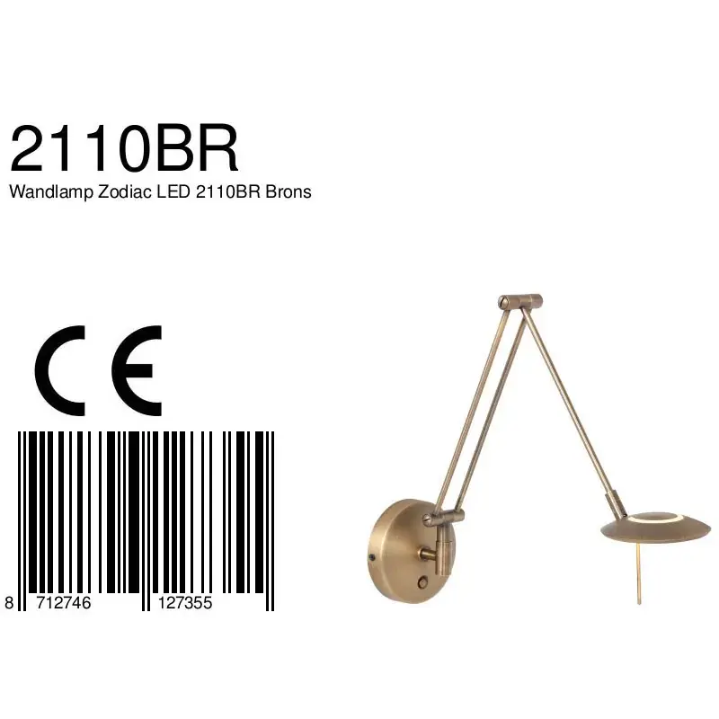 Foto 6 Wandlamp Zodiac 2110BR Brons Zodiac LED 2110BR