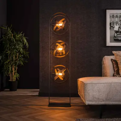 Foto van Landelijk Vloerlamp Cosmos 3 lichts