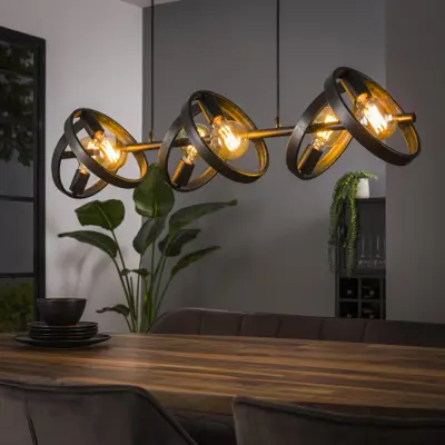 Foto van Landelijke Hanglamp Hoover 6 lichts