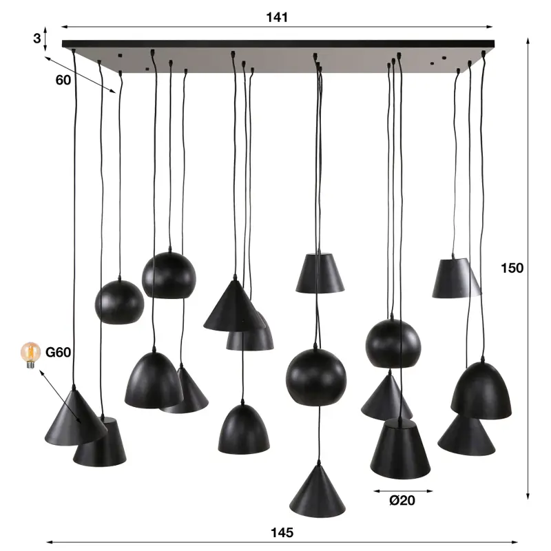 Foto 5 Hanglamp XXL 18 lichts