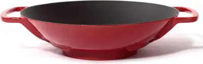 Foto van Gietijzeren wok 35 cm Rood
