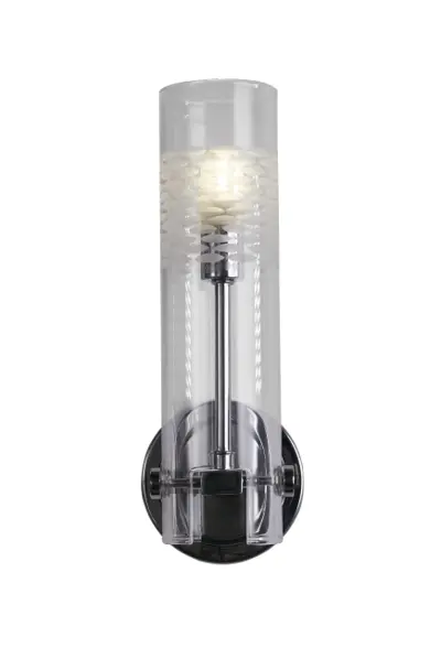 Foto van Scope Bathroom Wall Light- Chrome Metal & Clear Etched Glass