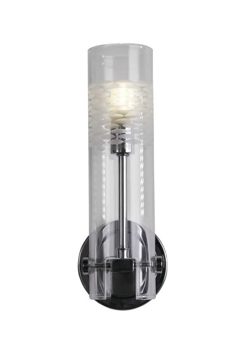 Foto 1 Scope Bathroom Wall Light- Chrome Metal & Clear Etched Glass