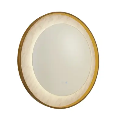 Foto van Luxo LED Mirror, Gold Metal with Marble Effect