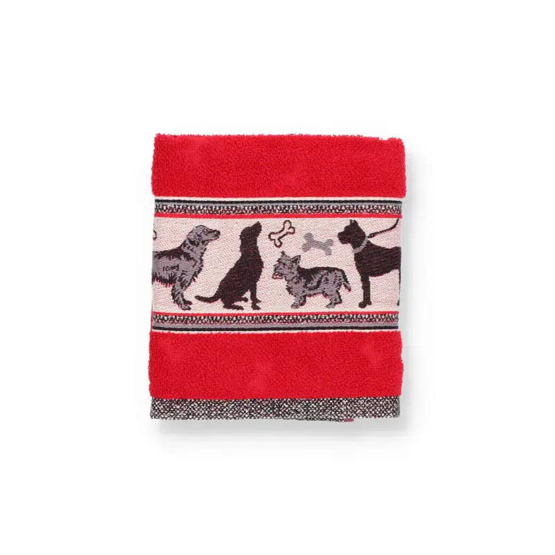 Foto 3 Handdoek Dogs Rood