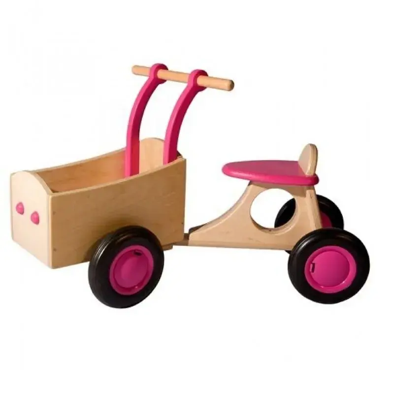Foto 1 Houten bakfiets roze