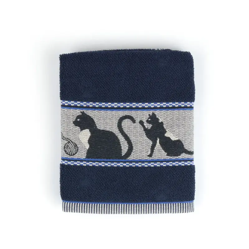 Foto 2 Handdoek Kat Blauw