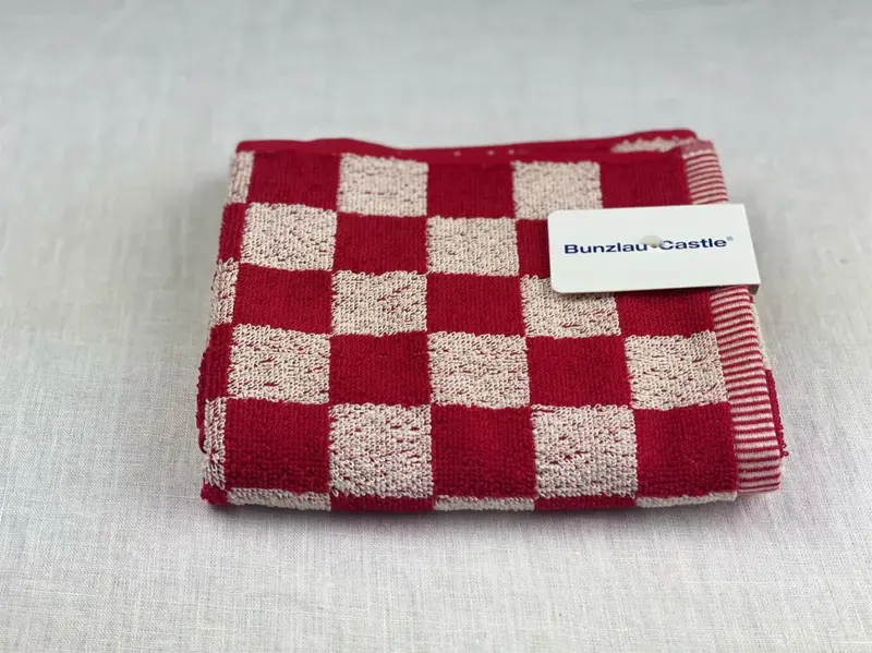 Foto 2 Handdoek grote blok Rood