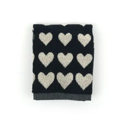 Foto van Handdoek Hearts Zwart