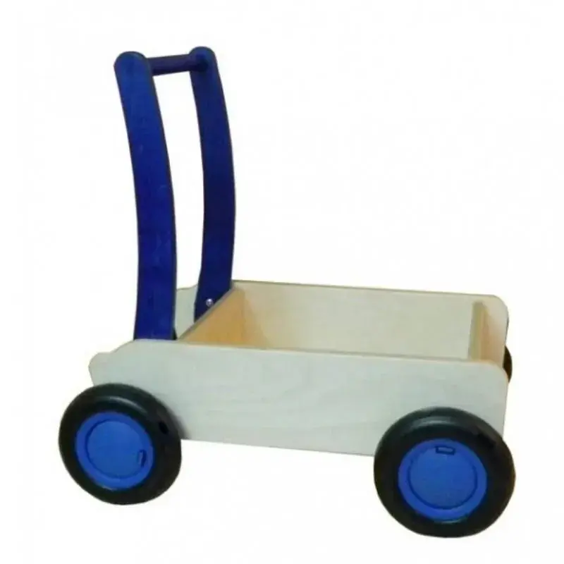 Foto 1 Houten loopwagen blauw