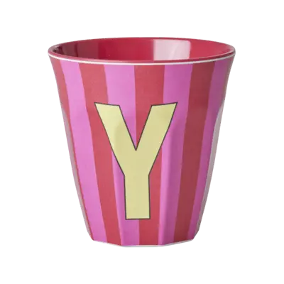 Foto van Melamine alfabet stripe Pink Y