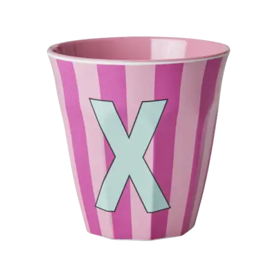 Foto van Melamine alfabet stripe Pink X
